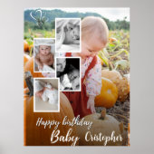 Aangepaste Fotocollage Baby Verjaardagsnaam Poster (Voorkant)