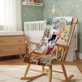 Aangepaste Fotocollage Baby Verjaardagsnaam Sherpa Deken