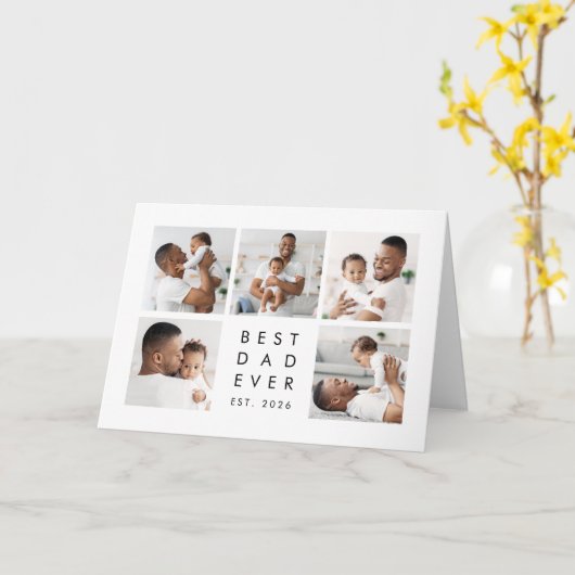 Aangepaste fotocollage Beste papa ooit Kaart (Gele Bloem)