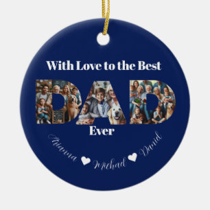 Aangepaste fotocollage   Beste papa ooit Keramisch Ornament