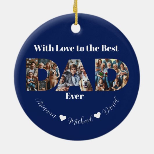 Aangepaste fotocollage | Beste papa ooit Keramisch Ornament (Achterkant)
