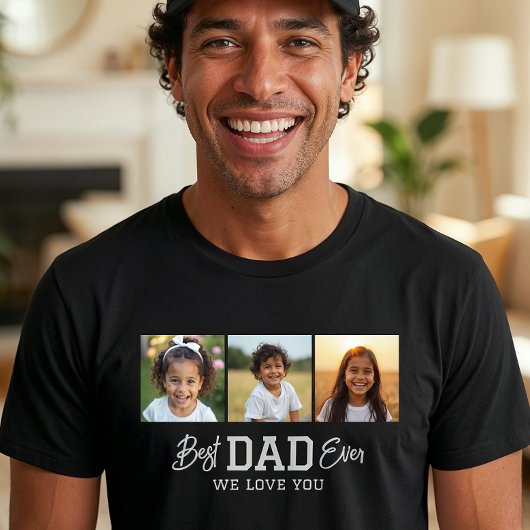 Aangepaste fotocollage Beste Papa Ooit T-shirt