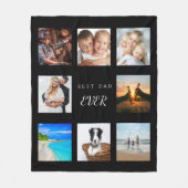 Aangepaste fotocollage beste vader ooit zwart fleece deken (Voorkant)