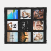 Aangepaste fotocollage beste vader ooit zwart fleece deken (Voorkant (Horizontaal))
