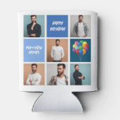 Aangepaste fotocollage blauw verjaardagsfeestje blikjeskoeler (Achterkant)