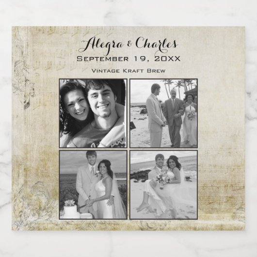  aangepaste fotocollage bruiloft bier etiket (Enkel label)