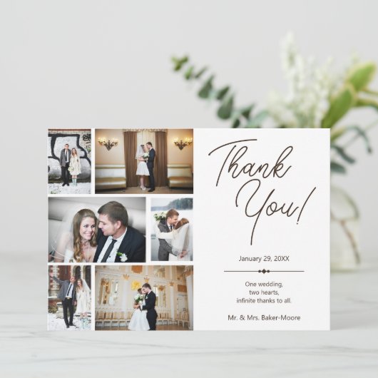 Aangepaste Fotocollage Bruiloft Dank u Kaart (Staand voorkant)
