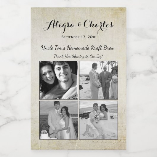 aangepaste fotocollage bruiloft voedselcontainer etiket (Enkel label)