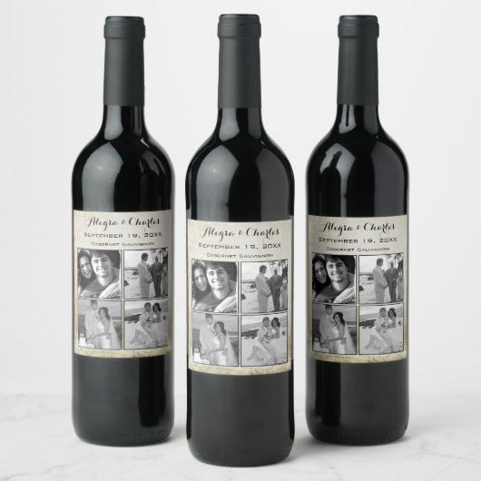 aangepaste fotocollage bruiloft wijn etiket (Flessen)