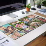 Aangepaste fotocollage bureaumat<br><div class="desc">Verhelder uw werkruimte met deze moderne,  aangepaste bureaumat met een collage van 9 favoriete foto's van familie,  vrienden,  huisdieren,  herinneringen,  enz.,  op een zwarte achtergrond.</div>