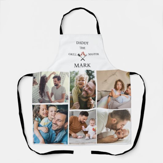 Aangepaste Fotocollage-Daddy de Grill Master Vader Schort (Voorkant)