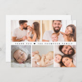 Aangepaste Fotocollage Eenvoudig Baby shower Bedankkaart (Voorkant / Achterkant)