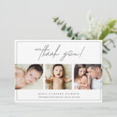 Aangepaste Fotocollage Eenvoudig Script Baby Bedankkaart (Staand voorkant)