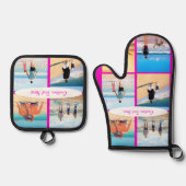 Aangepaste fotocollage en tekst gepersonaliseerd u ovenwant & pannenlap set (Voorkant)