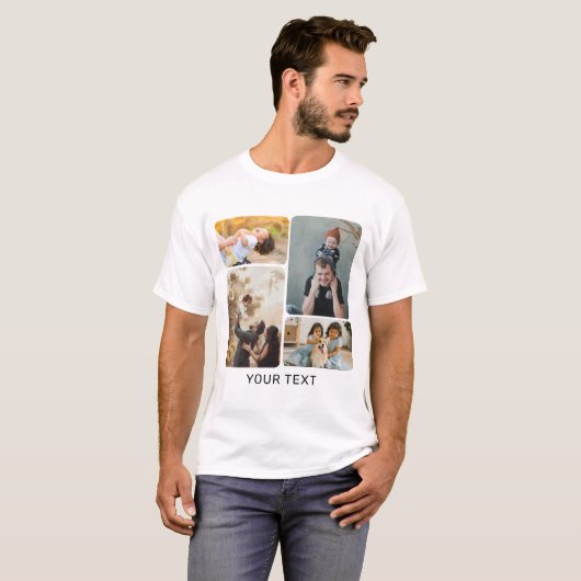 Aangepaste fotocollage en tekst toevoegen t-shirt (Voorkant volledig)