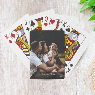 Aangepaste Fotocollage Familie Naam Zwarte Pokerka Pokerkaarten