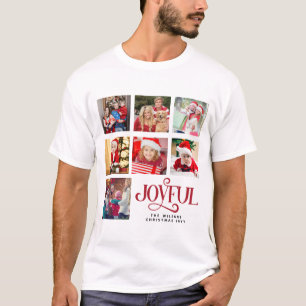 Aangepaste Fotocollage Familienaam Kerst Mannen T-shirt