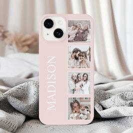 Aangepaste Fotocollage Gepersonaliseerd Roze iPhone 14 Hoesje