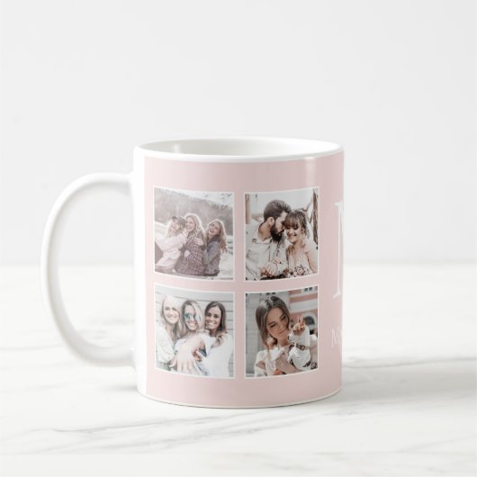 Aangepaste Fotocollage Gepersonaliseerd Roze Koffiemok (Links)