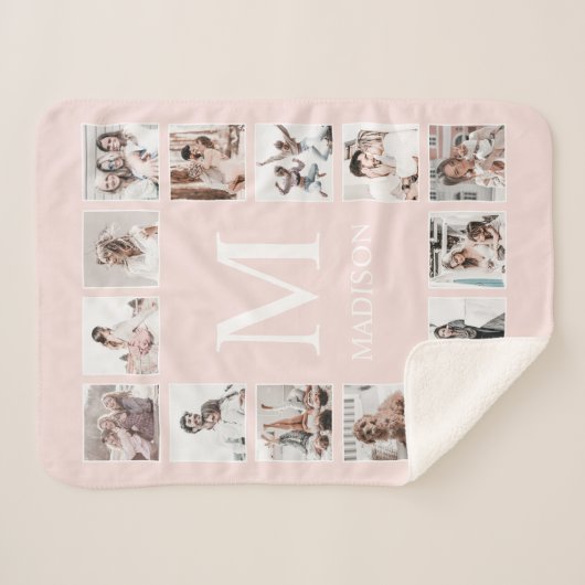 Aangepaste Fotocollage Gepersonaliseerd Roze Sherpa Deken (Voorkant (horizontaal))