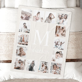 Aangepaste Fotocollage Gepersonaliseerde Beige Fleece Deken