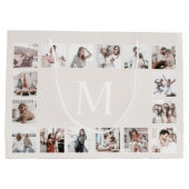 Aangepaste Fotocollage Gepersonaliseerde Beige Groot Cadeauzakje (Achterkant)