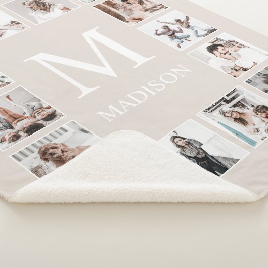 Aangepaste Fotocollage Gepersonaliseerde Beige Sherpa Deken (3/4)