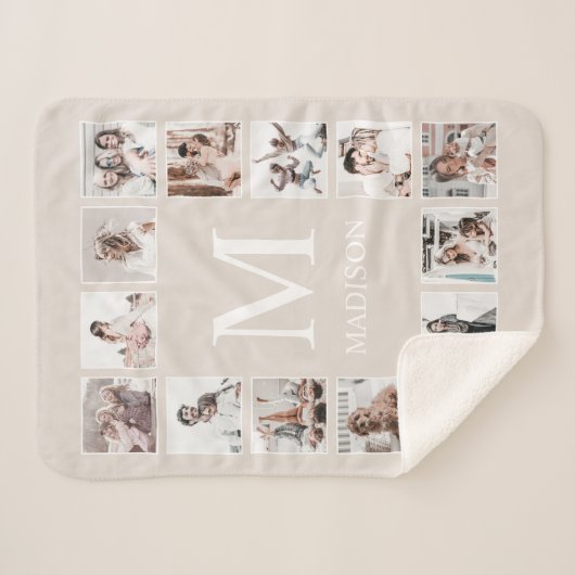 Aangepaste Fotocollage Gepersonaliseerde Beige Sherpa Deken (Voorkant (horizontaal))