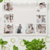 Aangepaste Fotocollage Gepersonaliseerde Beige Theedoek (Gevouwen)