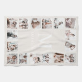 Aangepaste Fotocollage Gepersonaliseerde Beige Theedoek (Horizontaal)