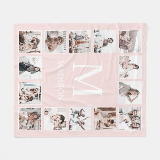 Aangepaste Fotocollage Gepersonaliseerde Blush Pin Fleece Deken (Voorkant (Horizontaal))