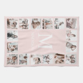 Aangepaste Fotocollage Gepersonaliseerde Blush Pin Theedoek (Horizontaal)