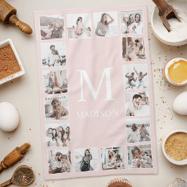 Aangepaste Fotocollage Gepersonaliseerde Blush Pin Theedoek