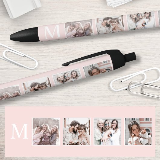 Aangepaste Fotocollage Gepersonaliseerde Blush Pin Zwarte Inkt Pen