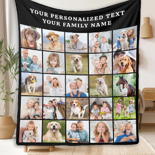 Aangepaste Fotocollage Gepersonaliseerde Zwart 25  Fleece Deken