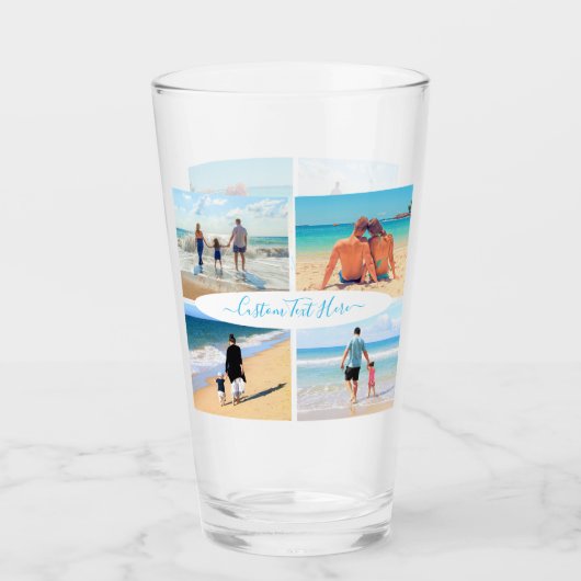 Aangepaste Fotocollage Glas Cadeau met Tekst (Voorkant)