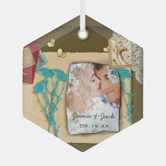 Aangepaste  fotocollage glas ornament (Voorkant)