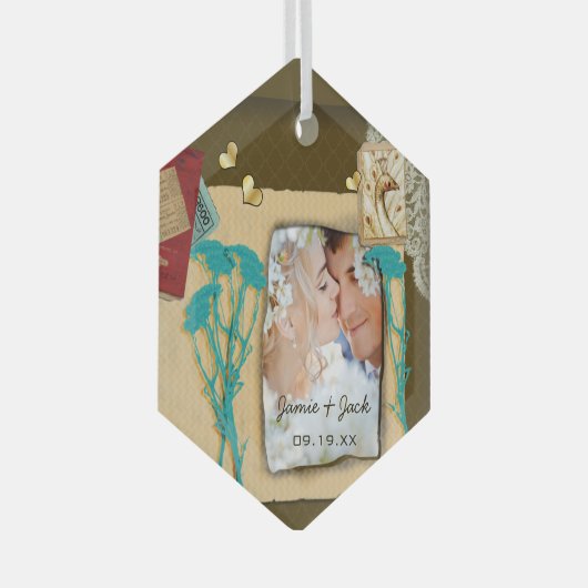 Aangepaste  fotocollage glas ornament (Voorkant Rechts)