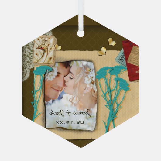 Aangepaste  fotocollage glas ornament (Achterkant)