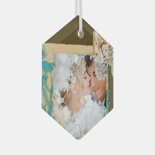 Aangepaste  fotocollage glas ornament (Voorkant Rechts)