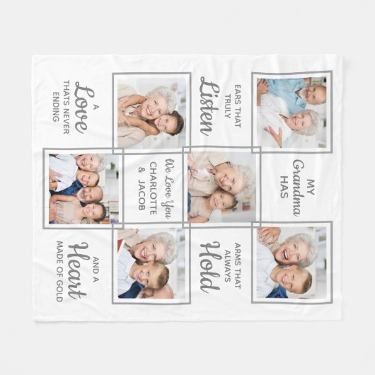 Aangepaste fotocollage Grootmoeder Fleece Deken (Voorkant (Horizontaal))