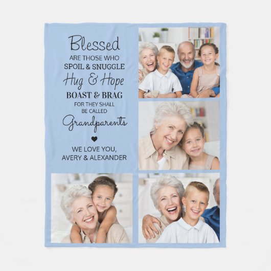 Aangepaste fotocollage grootouders fleece deken (Voorkant)