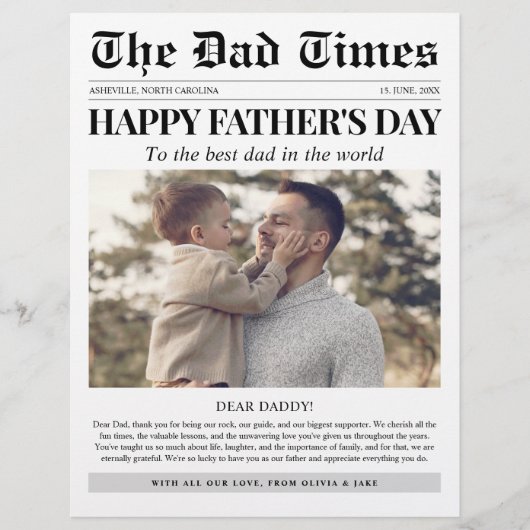 Aangepaste Fotocollage Happy Vaderdag Krant (Voorkant)