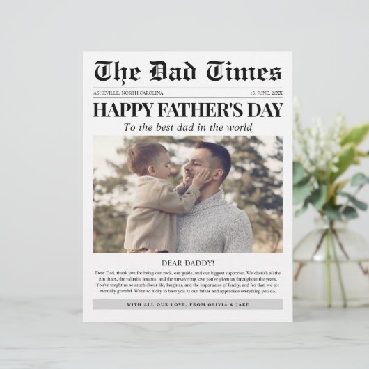Aangepaste Fotocollage Happy Vaderdag Krant (Staand voorkant)