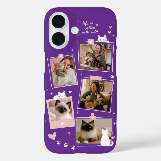 Aangepaste Fotocollage Hoesje voor Kattenliefhebbe (Achterkant)