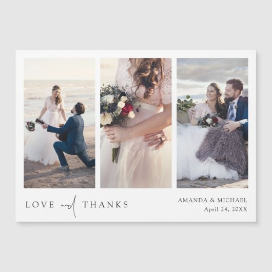 Aangepaste fotocollage Huwelijk Bedankt-magneet (Voorkant)
