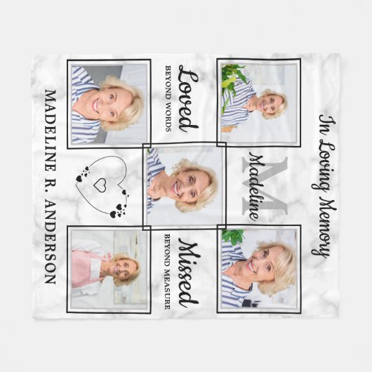 Aangepaste fotocollage in het geheugen-geheugen fleece deken (Voorkant (Horizontaal))