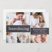 Aangepaste fotocollage Introductie geboortegegeven Aankondiging (Voorkant / Achterkant)