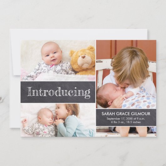 Aangepaste fotocollage Introductie van de 3e baby Aankondiging (Voorkant)