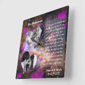 Aangepaste fotocollage jubileum, bruiloft / sterre vierkante klok (Hoek)